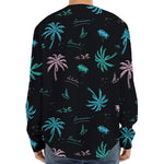 Palm Tree Summer Beach Pattern Print Long Sleeve Baseball Jersey