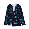Palm Tree Summer Beach Pattern Print Long Sleeve Short Coat