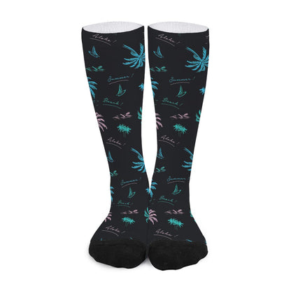 Palm Tree Summer Beach Pattern Print Long Socks