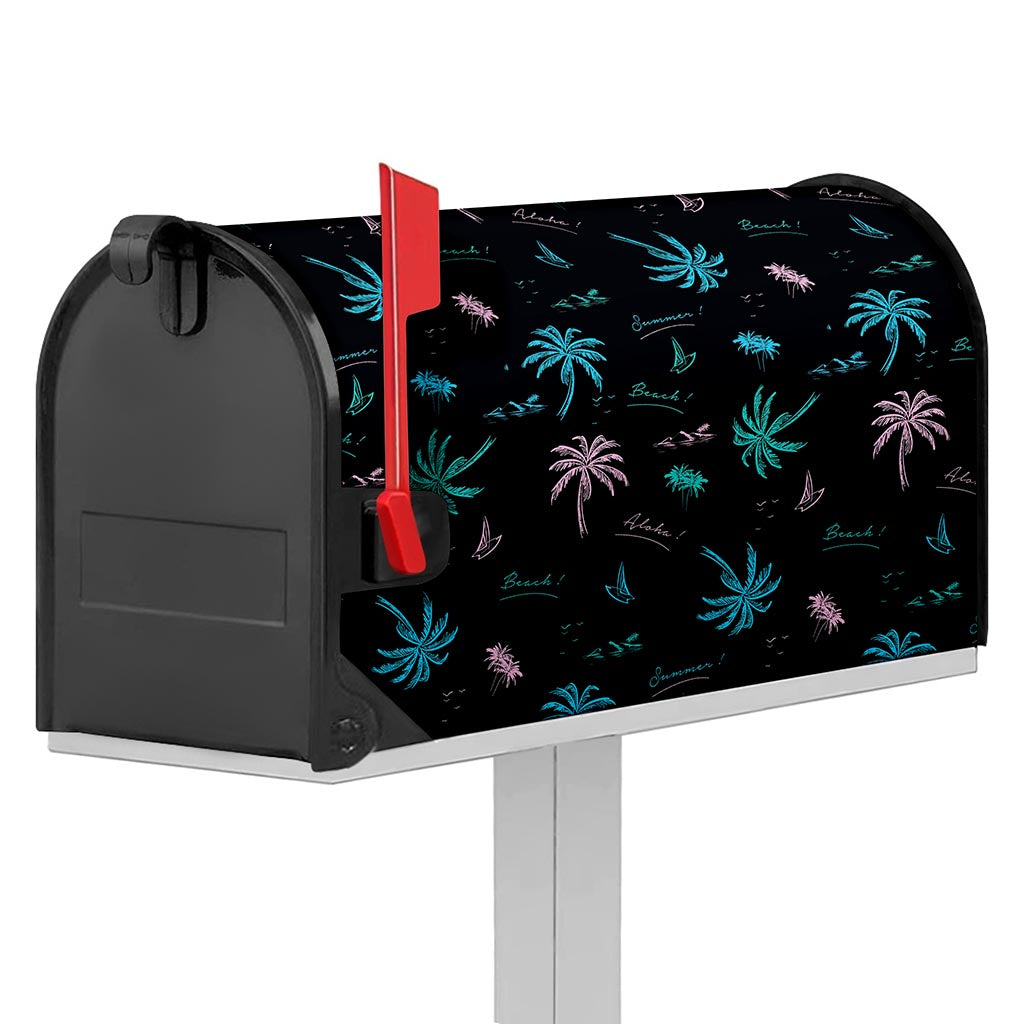 Palm Tree Summer Beach Pattern Print Mailbox Cover