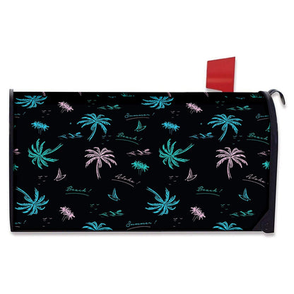 Palm Tree Summer Beach Pattern Print Mailbox Cover