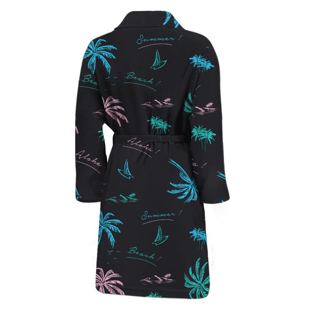 Palm Tree Summer Beach Pattern Print Men's Bathrobe