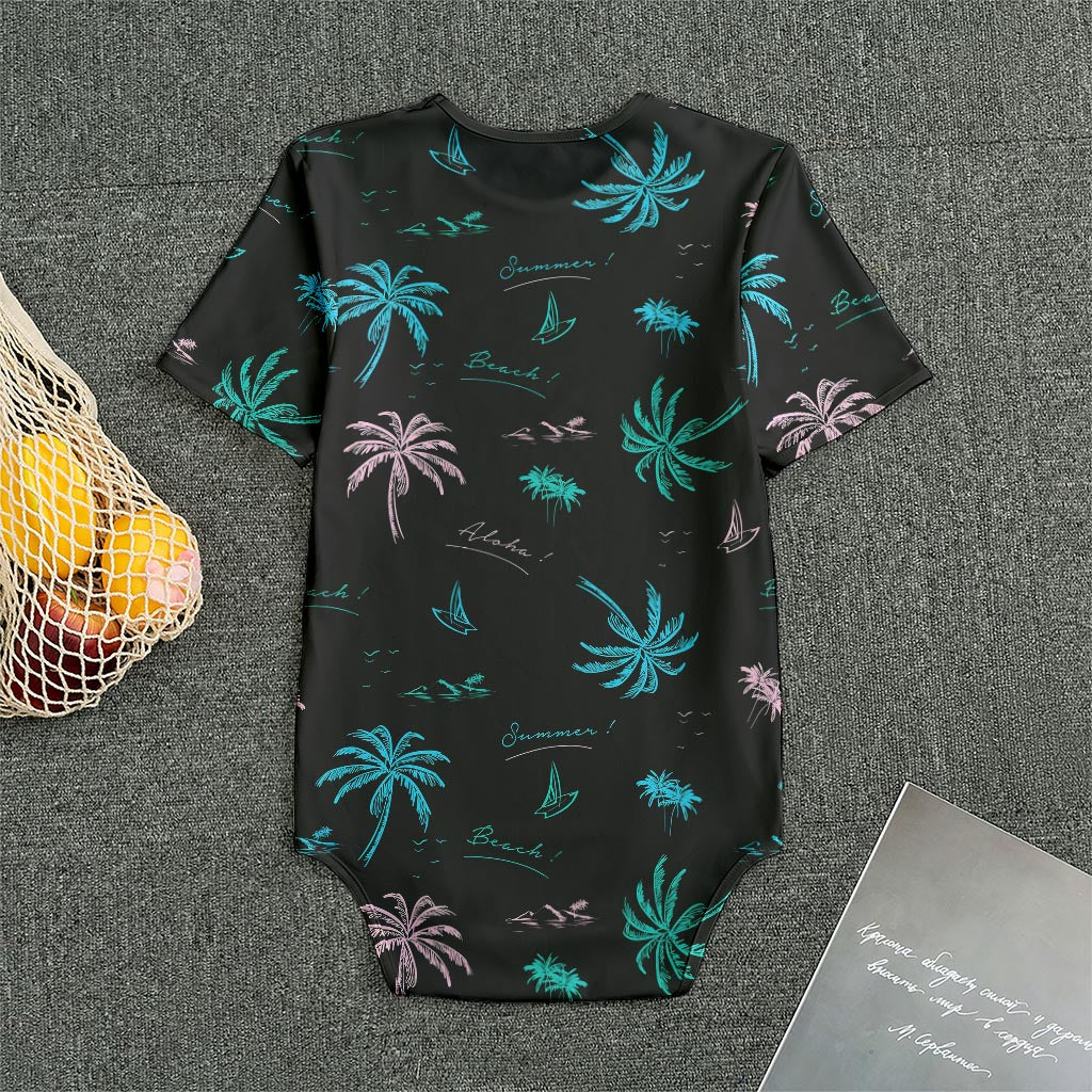 Palm Tree Summer Beach Pattern Print Men's Bodysuit
