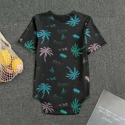 Palm Tree Summer Beach Pattern Print Men's Bodysuit