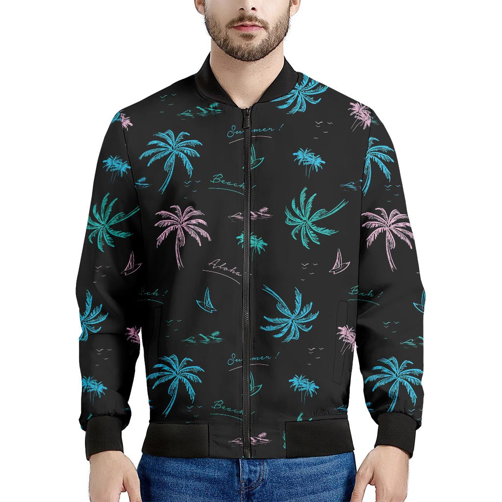 Palm Tree Summer Beach Pattern Print Men's Bomber Jacket