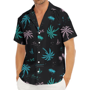 Palm Tree Summer Beach Pattern Print Men's Deep V-Neck Shirt