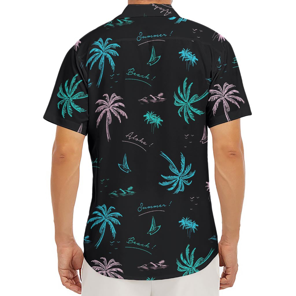 Palm Tree Summer Beach Pattern Print Men's Deep V-Neck Shirt