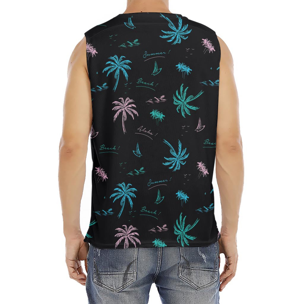 Palm Tree Summer Beach Pattern Print Men's Fitness Tank Top