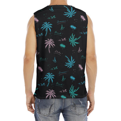 Palm Tree Summer Beach Pattern Print Men's Fitness Tank Top
