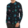 Palm Tree Summer Beach Pattern Print Men's Long Sleeve Rash Guard