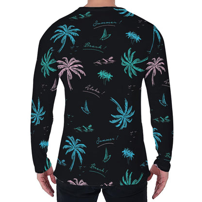 Palm Tree Summer Beach Pattern Print Men's Long Sleeve T-Shirt