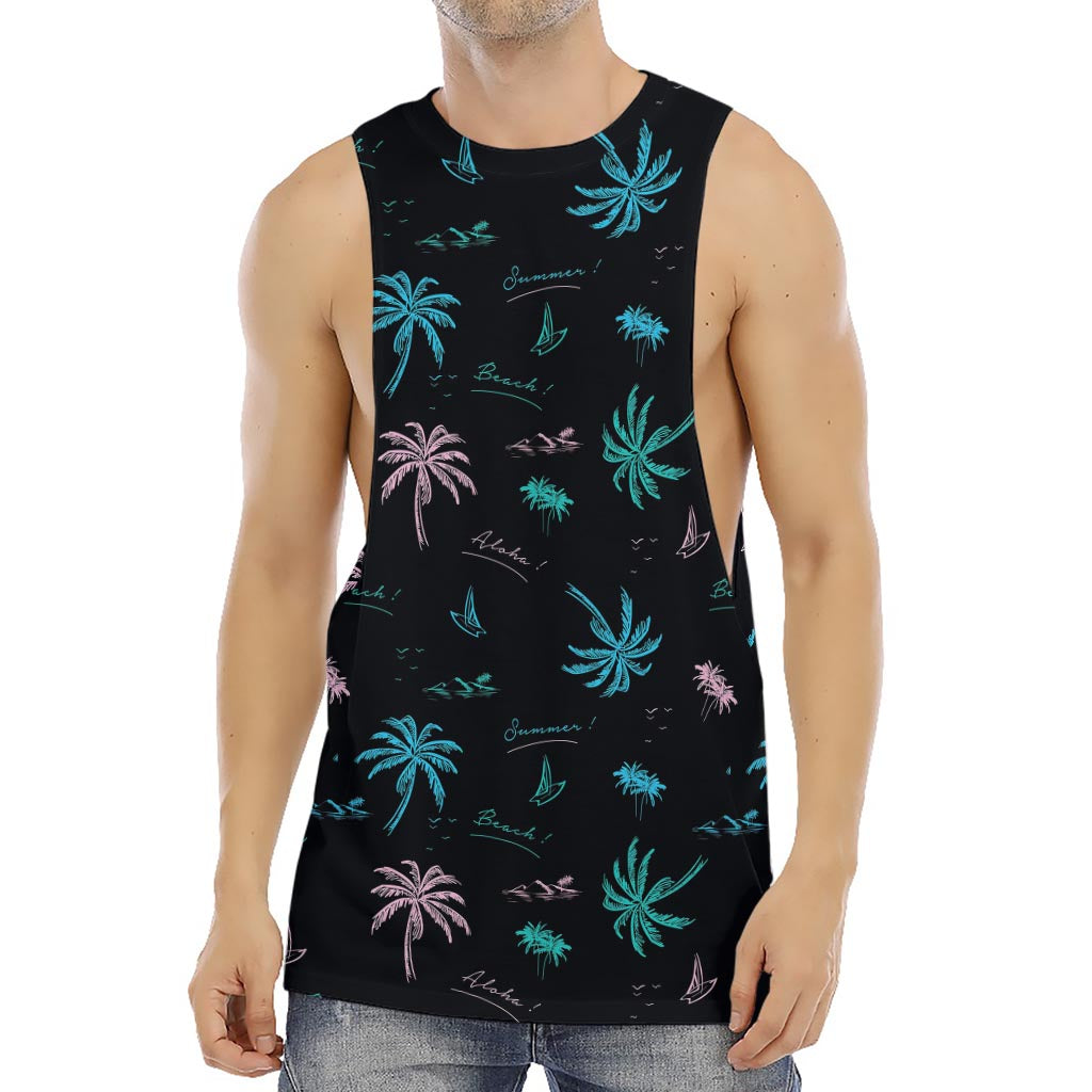 Palm Tree Summer Beach Pattern Print Men's Muscle Tank Top