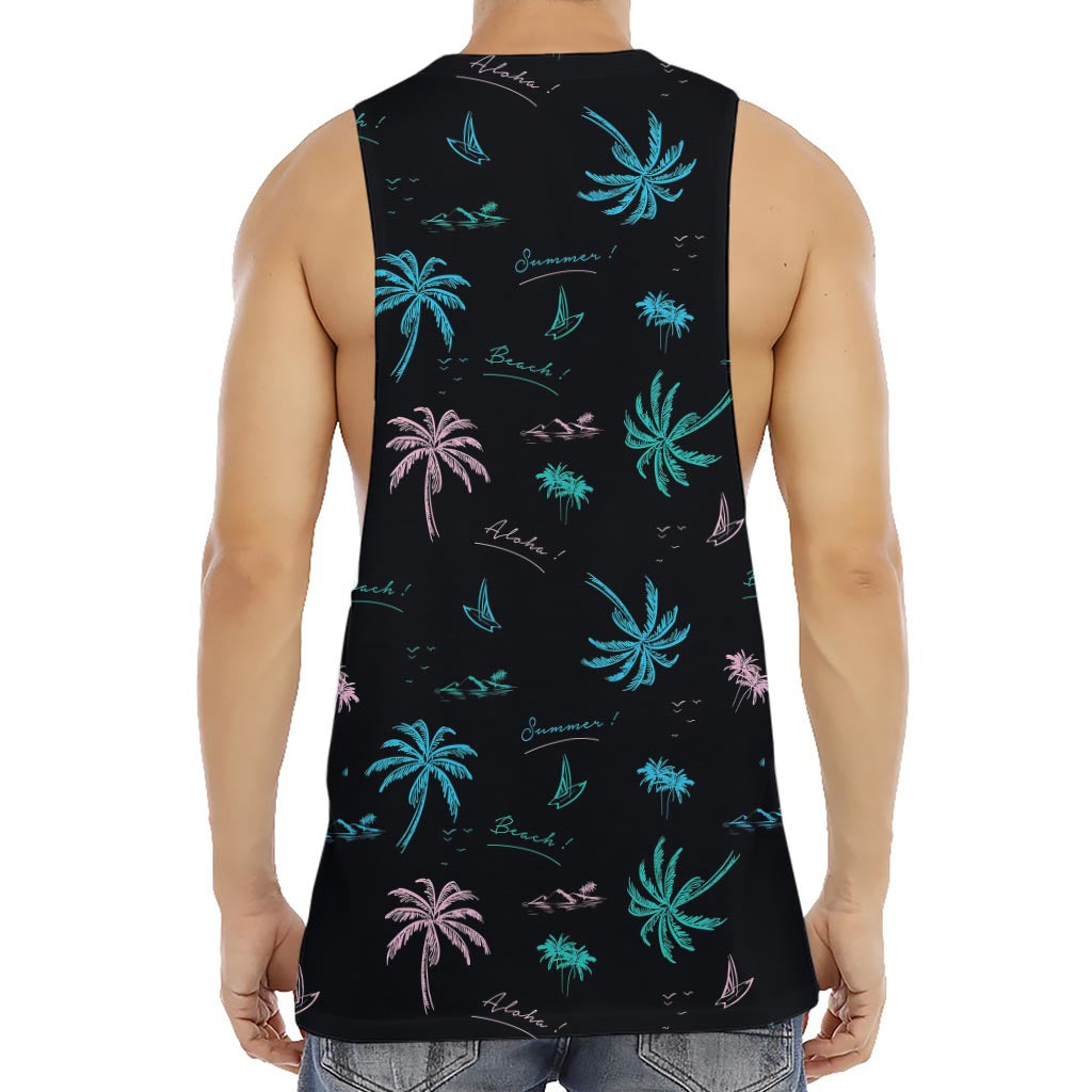 Palm Tree Summer Beach Pattern Print Men's Muscle Tank Top
