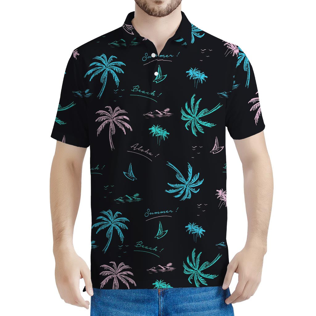 Palm Tree Summer Beach Pattern Print Men's Polo Shirt