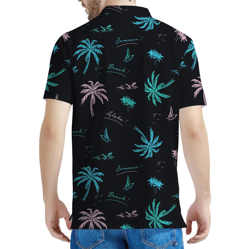 Palm Tree Summer Beach Pattern Print Men's Polo Shirt
