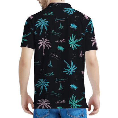 Palm Tree Summer Beach Pattern Print Men's Polo Shirt