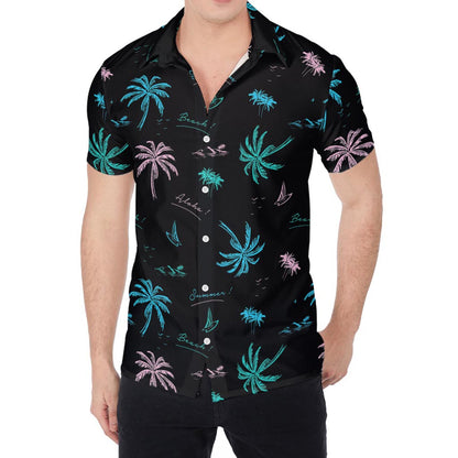 Palm Tree Summer Beach Pattern Print Men's Shirt