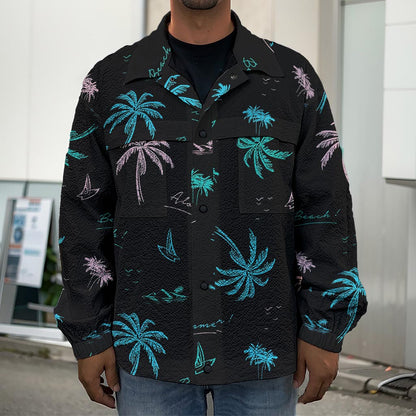 Palm Tree Summer Beach Pattern Print Men's Shirt Jacket