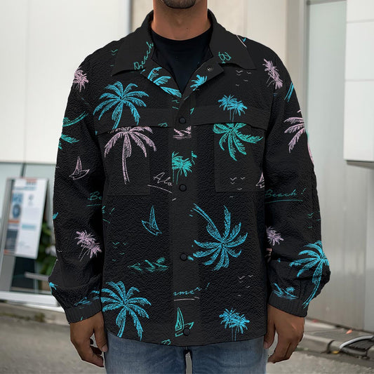 Palm Tree Summer Beach Pattern Print Men's Shirt Jacket