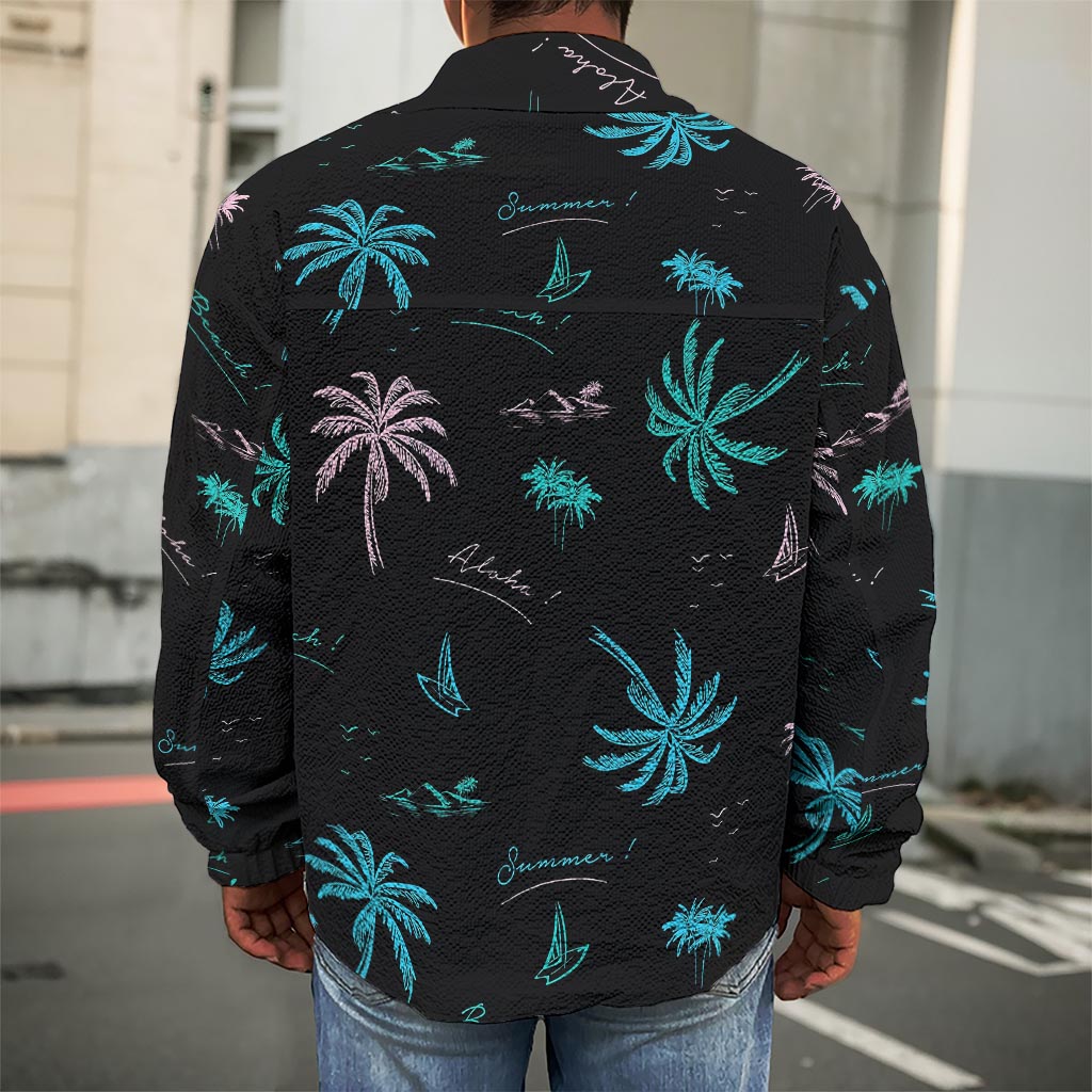 Palm Tree Summer Beach Pattern Print Men's Shirt Jacket
