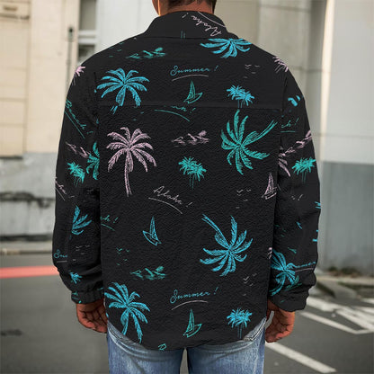 Palm Tree Summer Beach Pattern Print Men's Shirt Jacket