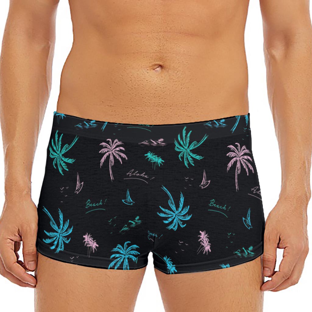 Palm Tree Summer Beach Pattern Print Men's Short Boxer Briefs