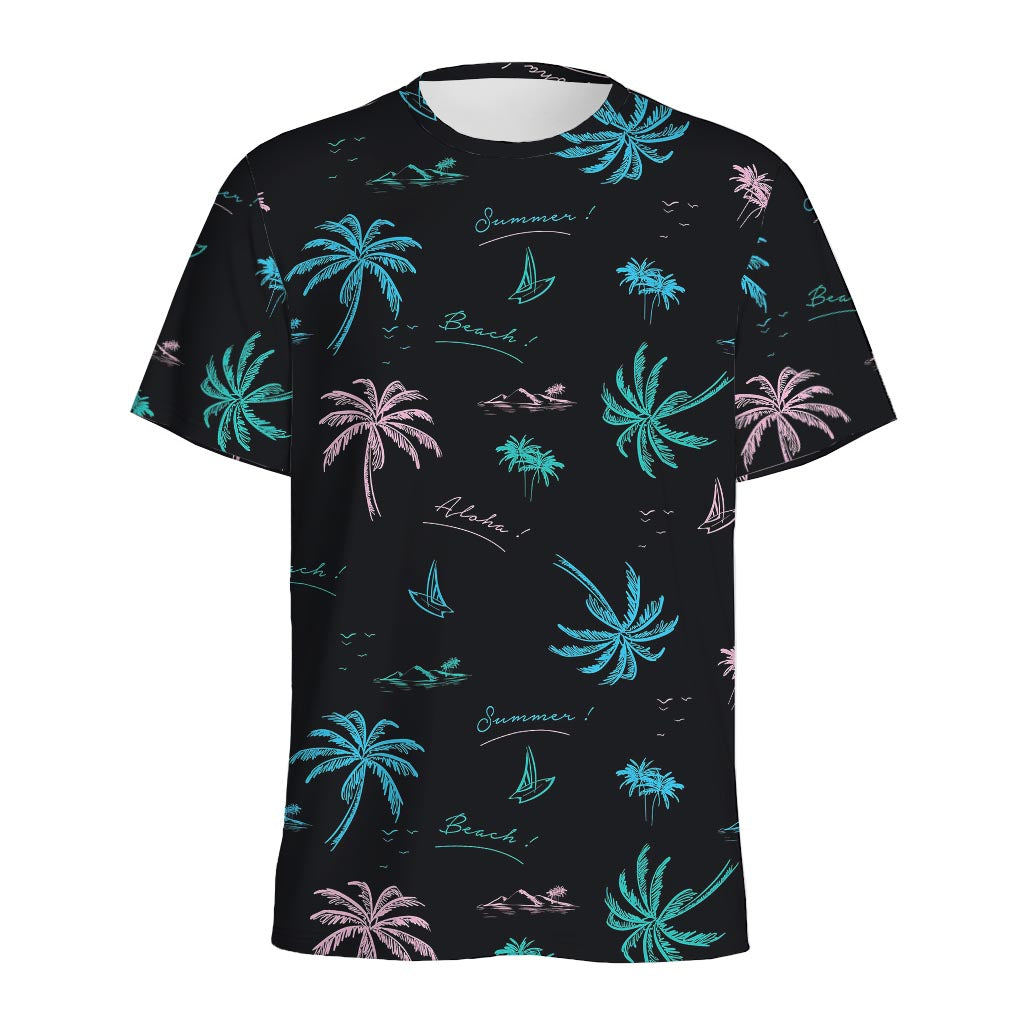 Palm Tree Summer Beach Pattern Print Men's Sports T-Shirt