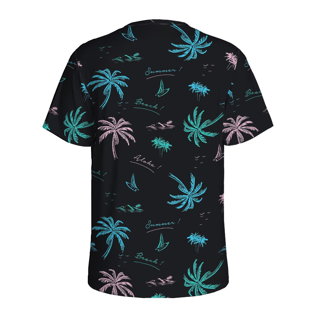 Palm Tree Summer Beach Pattern Print Men's Sports T-Shirt