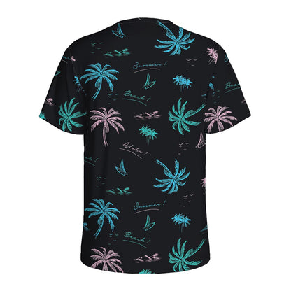Palm Tree Summer Beach Pattern Print Men's Sports T-Shirt