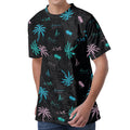 Palm Tree Summer Beach Pattern Print Men's Velvet T-Shirt