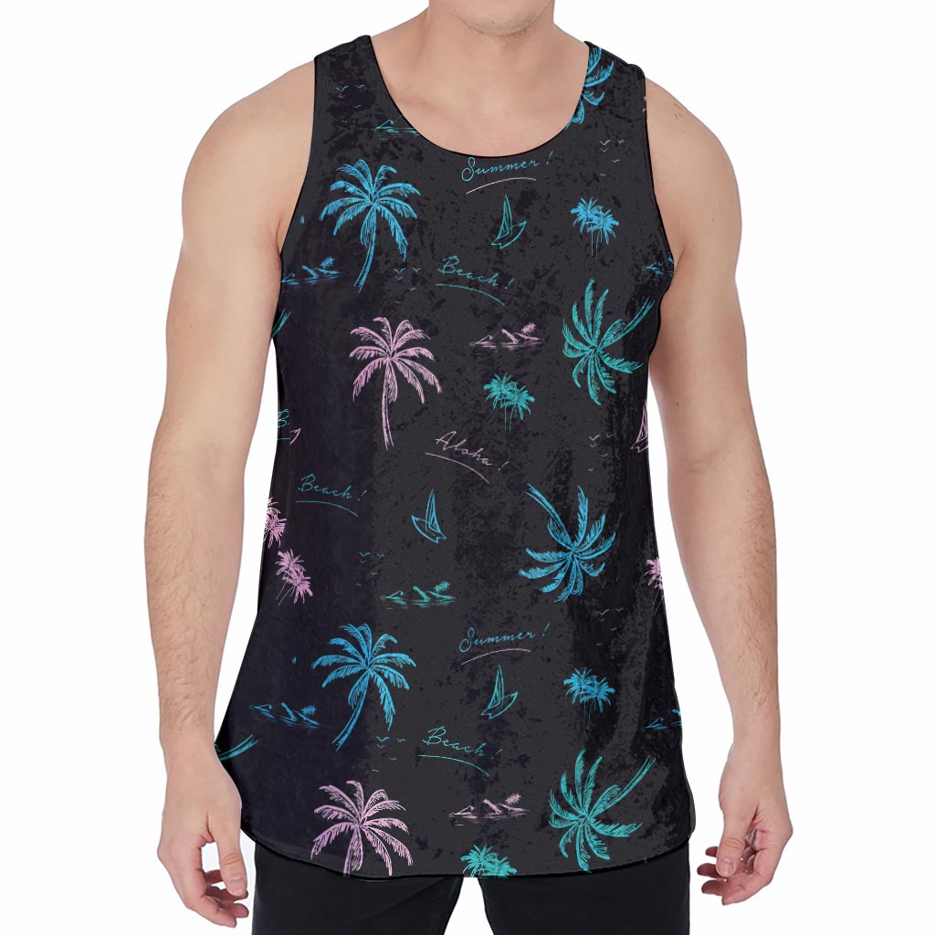 Palm Tree Summer Beach Pattern Print Men's Velvet Tank Top