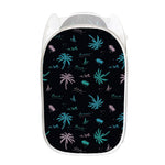 Palm Tree Summer Beach Pattern Print Mesh Laundry Hamper