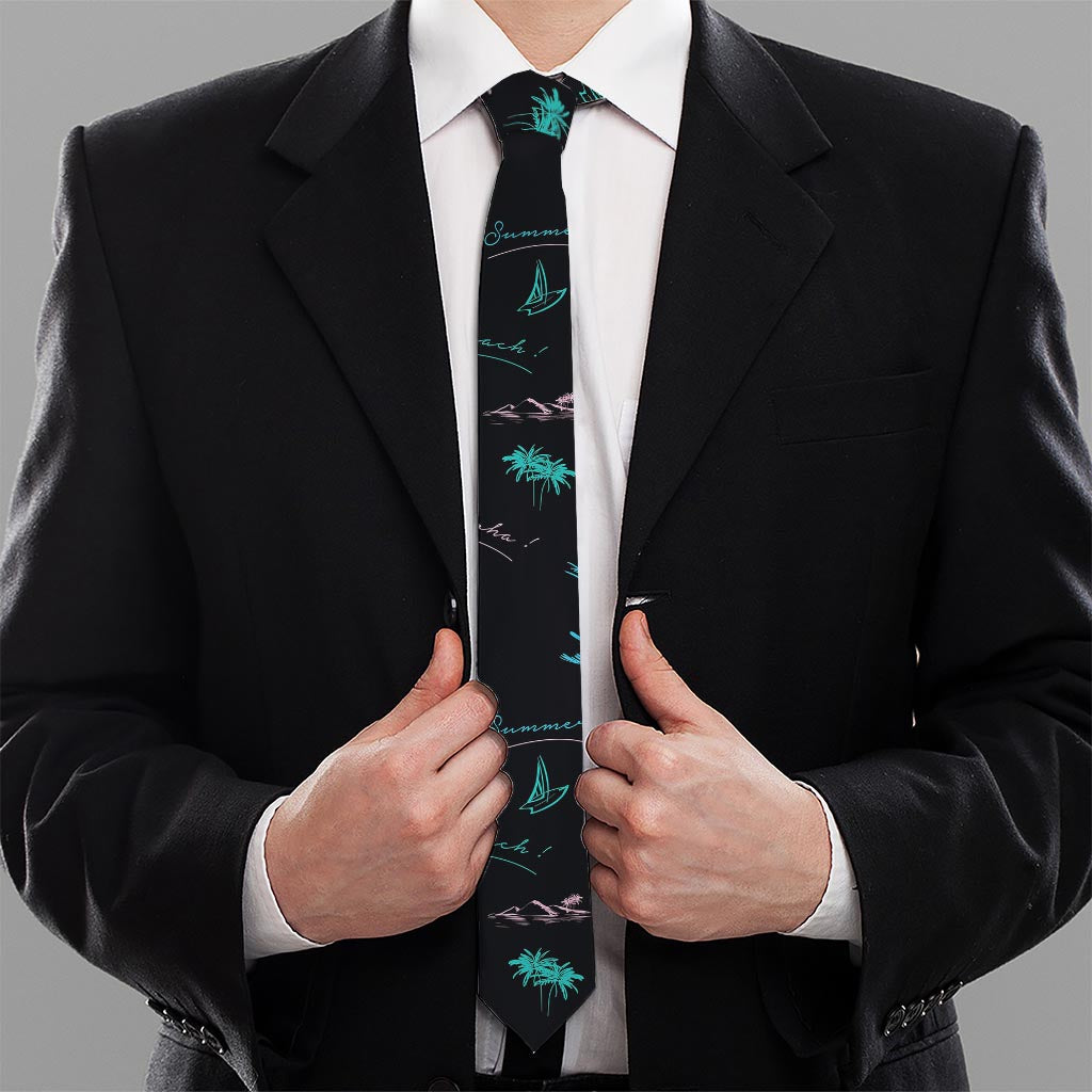Palm Tree Summer Beach Pattern Print Necktie