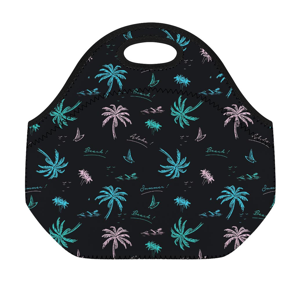 Palm Tree Summer Beach Pattern Print Neoprene Lunch Bag