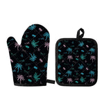Palm Tree Summer Beach Pattern Print Oven Mitt And Pot Holder Set