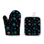 Palm Tree Summer Beach Pattern Print Oven Mitt And Pot Holder Set