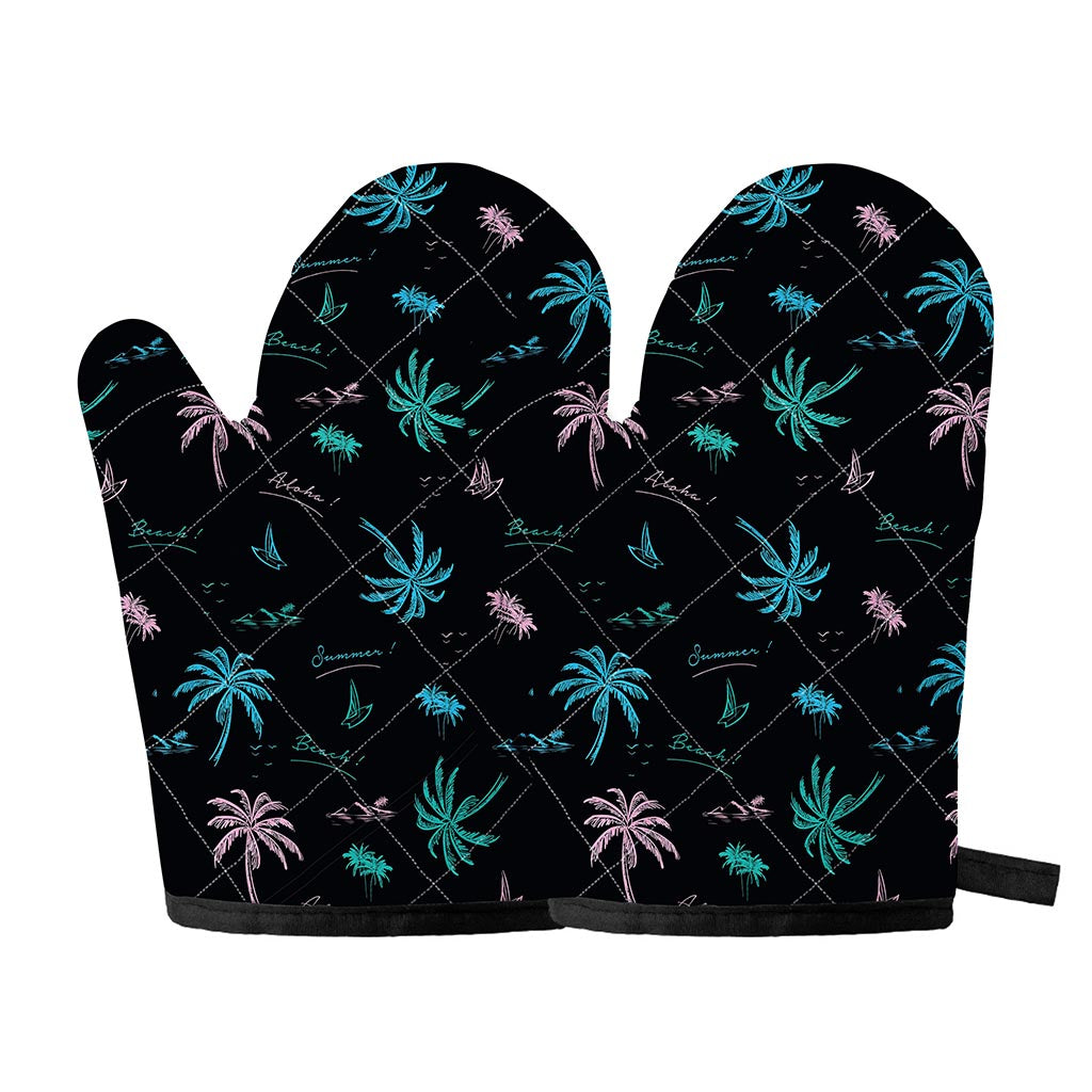 Palm Tree Summer Beach Pattern Print Oven Mitts