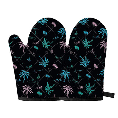 Palm Tree Summer Beach Pattern Print Oven Mitts