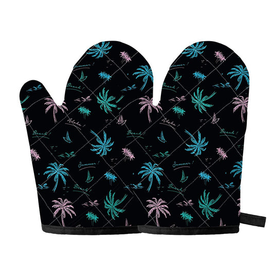 Palm Tree Summer Beach Pattern Print Oven Mitts