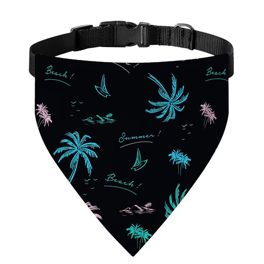 Palm Tree Summer Beach Pattern Print Over The Collar Dog Bandana