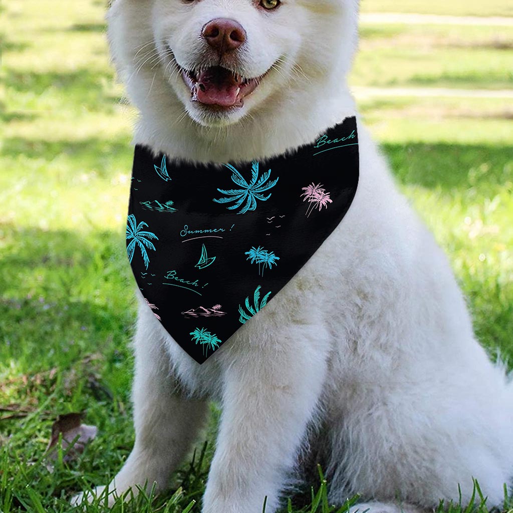 Palm Tree Summer Beach Pattern Print Over The Collar Dog Bandana