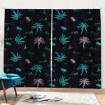 Palm Tree Summer Beach Pattern Print Pencil Pleat Curtains