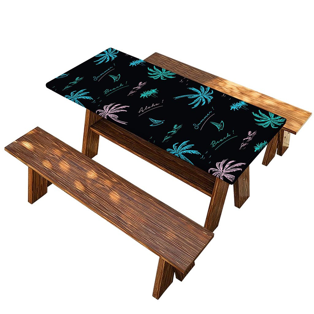 Palm Tree Summer Beach Pattern Print Picnic Table Cover