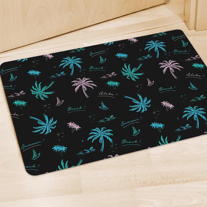 Palm Tree Summer Beach Pattern Print Polyester Doormat