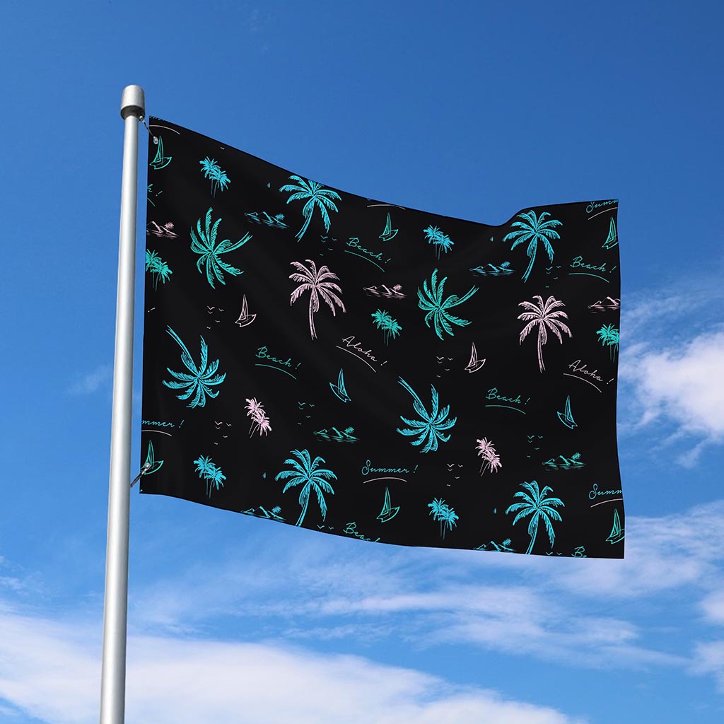 Palm Tree Summer Beach Pattern Print Polyester Flag