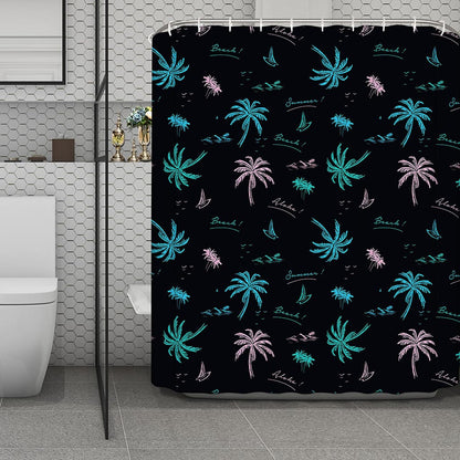 Palm Tree Summer Beach Pattern Print Polyester Shower Curtain