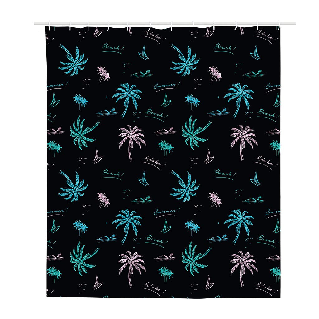 Palm Tree Summer Beach Pattern Print Polyester Shower Curtain