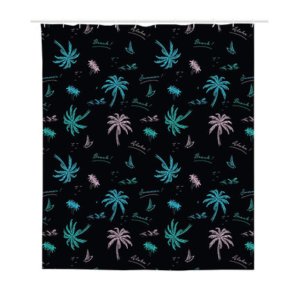 Palm Tree Summer Beach Pattern Print Polyester Shower Curtain