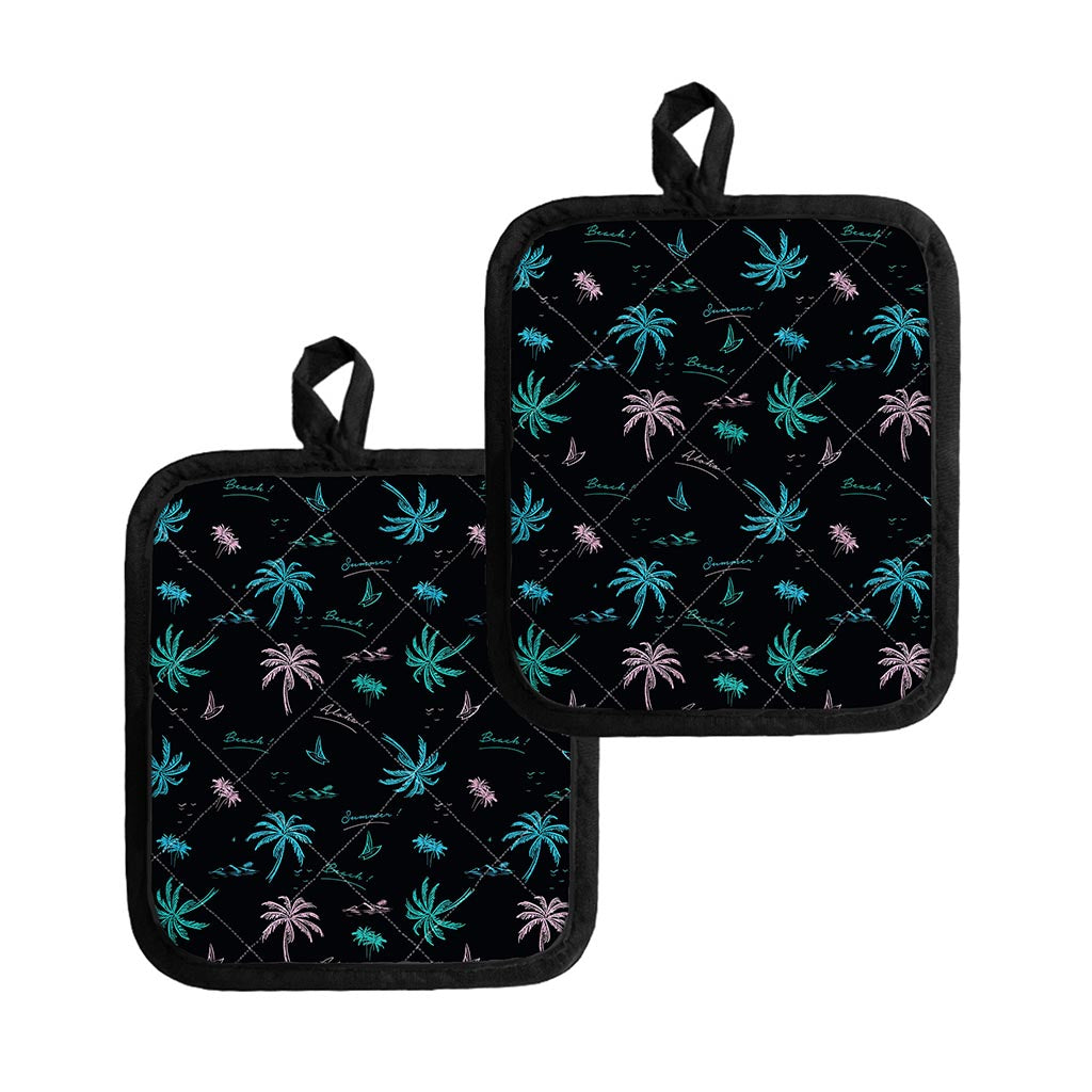 Palm Tree Summer Beach Pattern Print Pot Holders