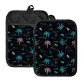 Palm Tree Summer Beach Pattern Print Pot Holders With Pocket